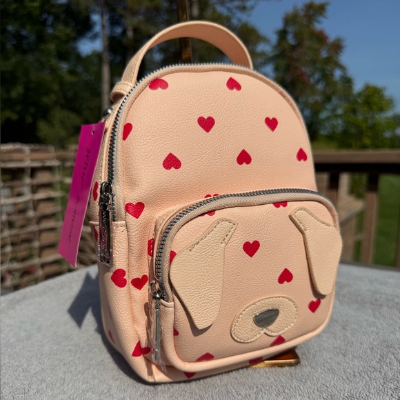 NWT! Betsey Johnson Pink Puppy Heart Mini Novelty Backpack - Picture 1 of 10